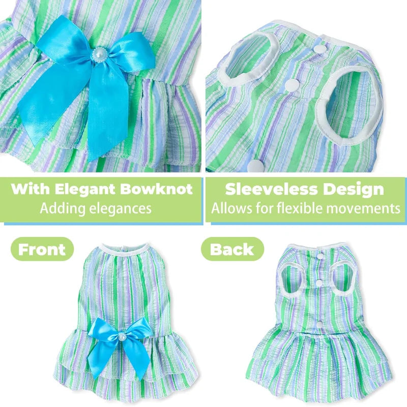 2 Pack Dog Dresses, Puppy Princess Dresses with Sweet Bowknot, Cute Dog Clothes for Small Dogs Girl for Spring Summer (Pink Purp dog toy
