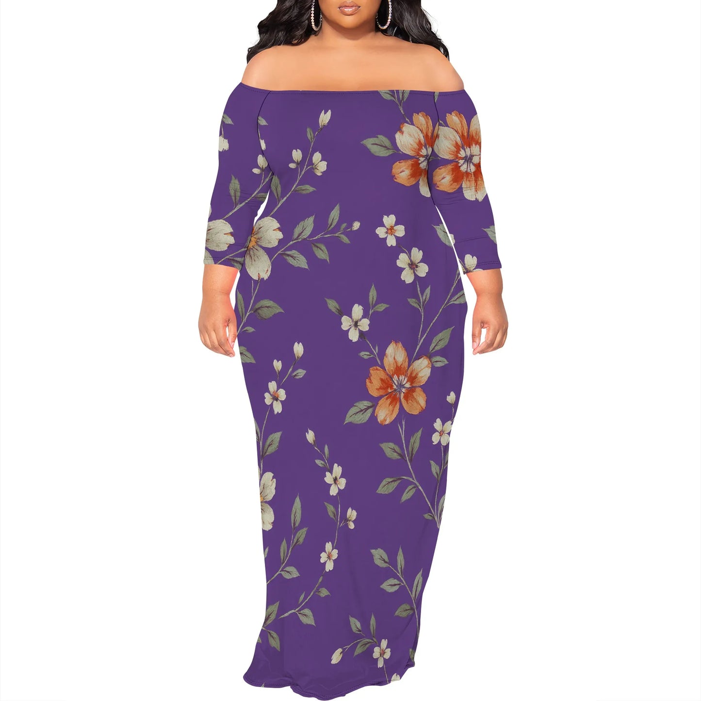 Maxi Dress for Women V Neck Casual 3/4 Sleeve Wrap Sexy Long Dresses Floral with Belt