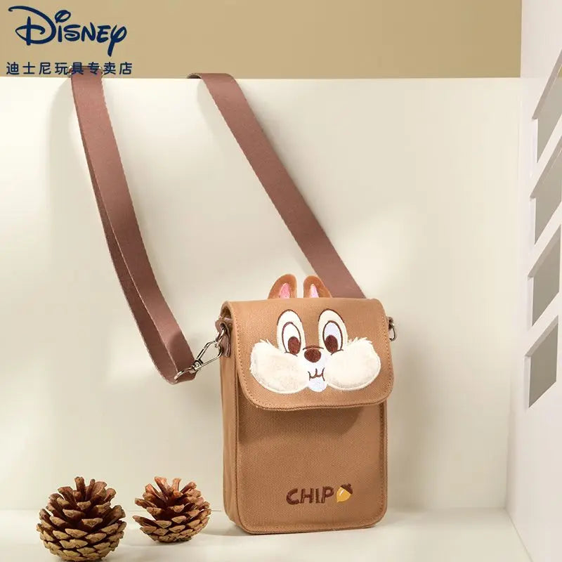 MINISO Disney Strawberry Bear Winnie Bear Printed Crossbody Bag for Women High Quality Canvas Multi functional Storage Phone Bag