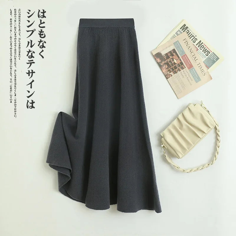 Plus Size Pure Wool Knitted High Waist Mini Skirt Women's Casual Style Autumn Winter New Fashion Korean Version Slimming Skirt dress