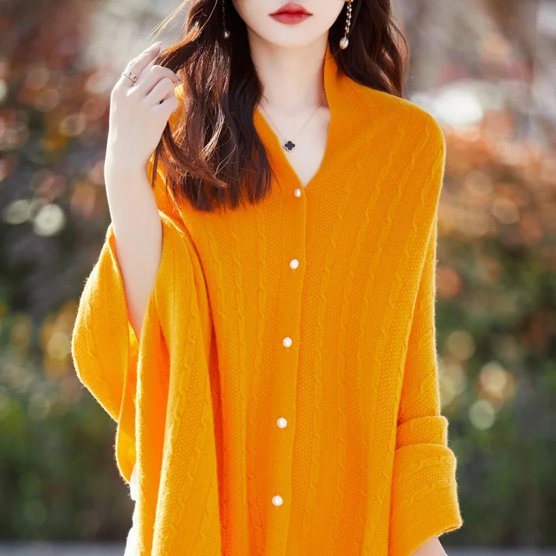 Spring and Autumn Trend 100% Pure Wool Shawl Women's Coat Multi-Functional Scarf Wool Knitted Cardigan Super Versatile Sweater