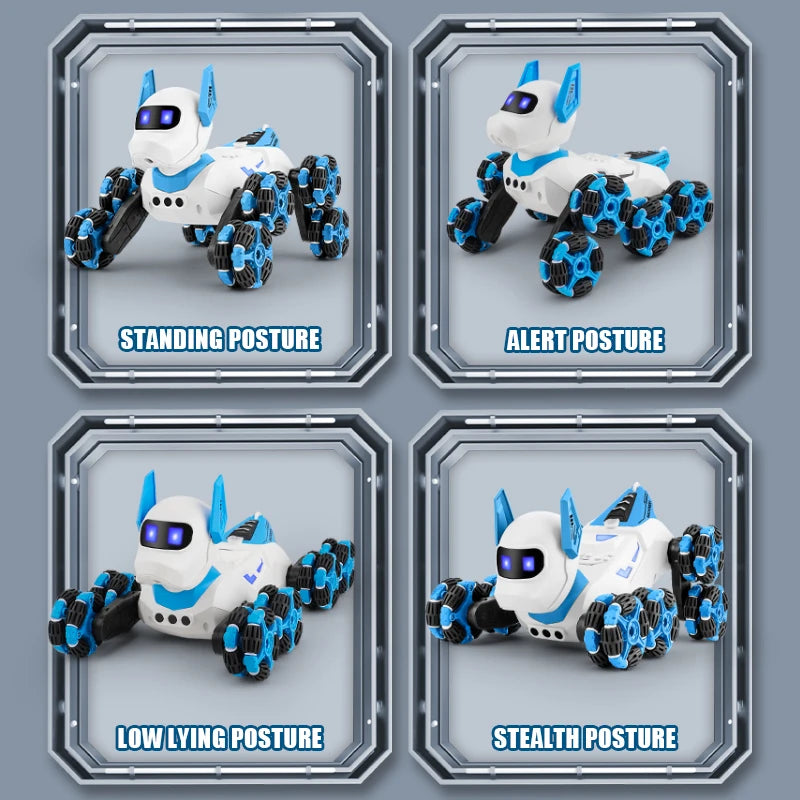 Rc Stunt Car 8-Wheel Mechanical Robot Dog with Lights Spray for Kids Remote Gesture Sensing Control Electronic Pet Toy Car