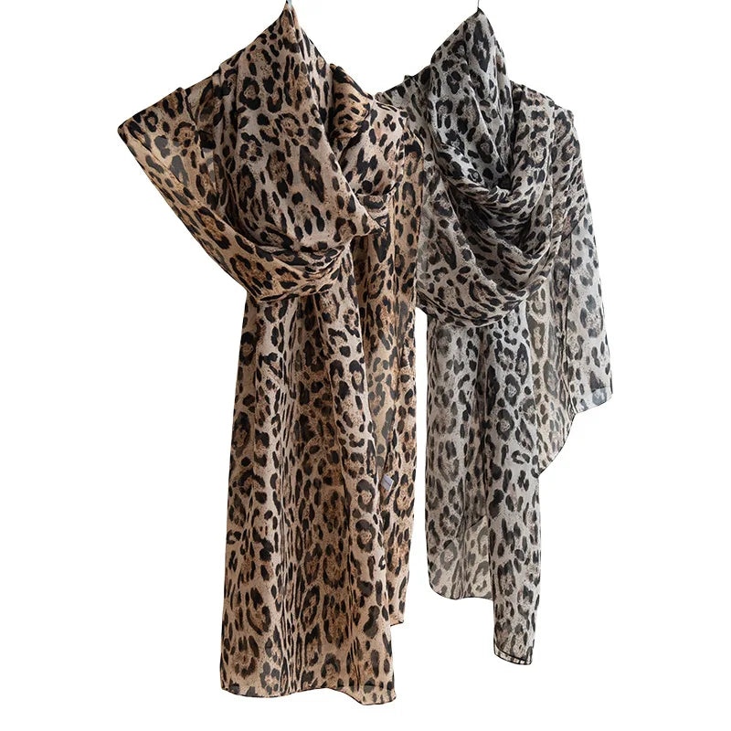 Silk Scarf Women Summer Sun Protection leopard Print Wrap Breathable Thin Shawl Beach Accessory For Spring Holiday Luxury