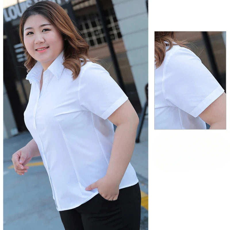 Plus Size White Shirt Women Spring New Office Lady Working Clothes Long Sleeve Bottom Blouse Korean Fashion SlimWomen Clothing t-shirts
