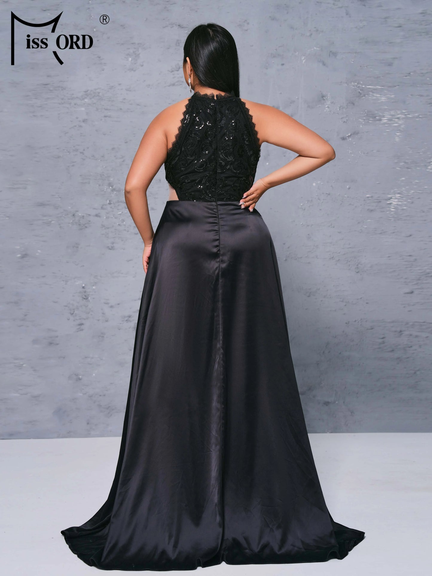 Missord Plus Size Black Sexy A Line Split Evening Gown High Quality Luxury Elegant Beautiful Women's Prom Party Chic Dress