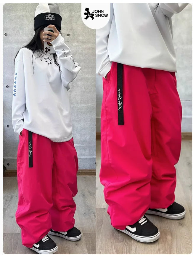 John Snow Winter Men's And Women's Waterproof Skiing Pants Warm Breathable Snow Female Trouser Outdoor Snowboardwear Male Pants