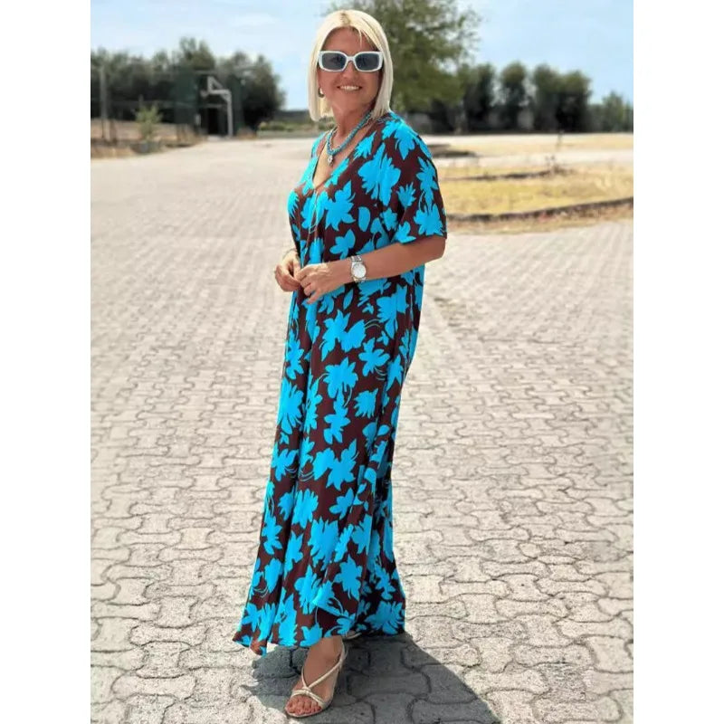 Plus Size Dresses Women Loose Comfortable Leaf Print Pattern Frocks 4XL 5XL Summer Beach Travel Home Essential Casual Clothing dress
