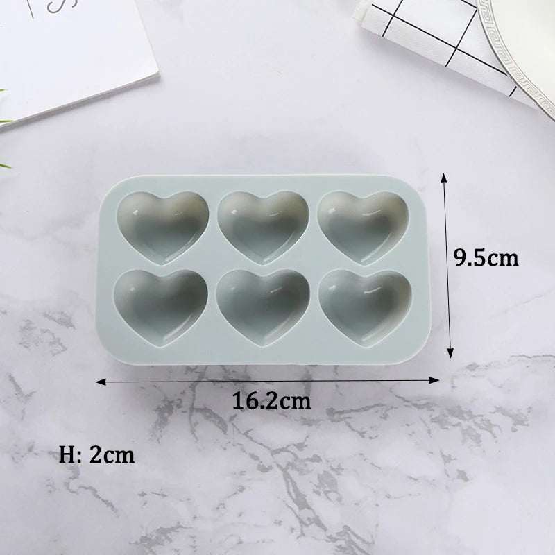 manufacturer 6 Holes Rose Flower Handmade Soap Candle Silicone Mold Heart shape DIY Cake Chocolate Baking Tools Ice Cube Making Mould Kitchen gadgets