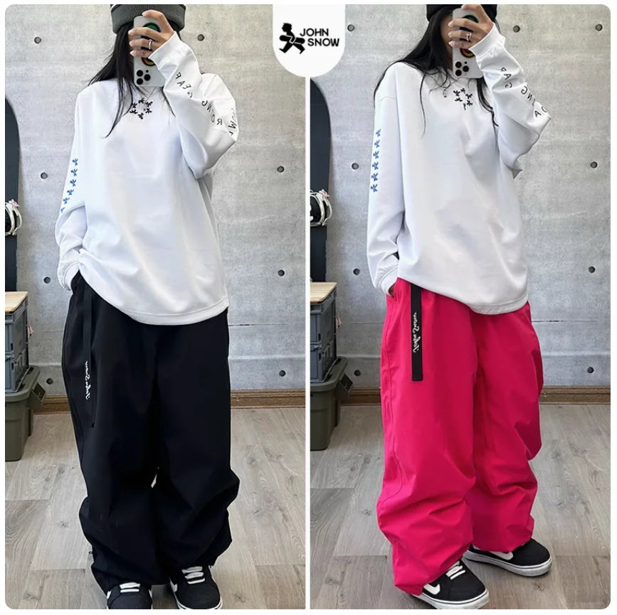 John Snow Winter Men's And Women's Waterproof Skiing Pants Warm Breathable Snow Female Trouser Outdoor Snowboardwear Male Pants
