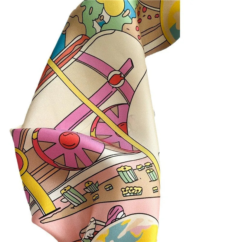 Silk Mulberry Scarf Large Hand-Rolled Edges Shawl Herm Head Hair Bag Bandanas Summer Spring Scarves Accessories Decoration Gift