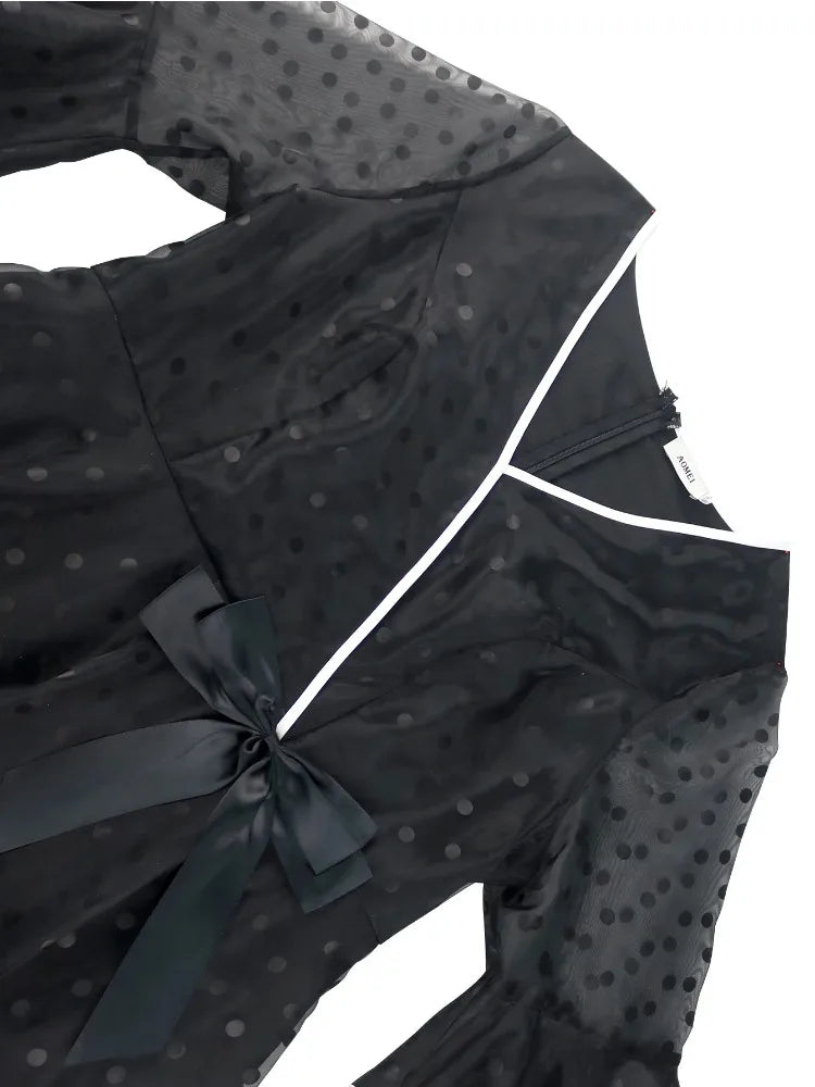 Summer Dress Dot V Neck Bell Sleeve A Line Plus Size Polka Outfits for Women Casual Loose Fit Elegant Beach Holiday Dress