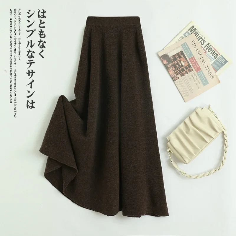 Plus Size Pure Wool Knitted High Waist Mini Skirt Women's Casual Style Autumn Winter New Fashion Korean Version Slimming Skirt dress