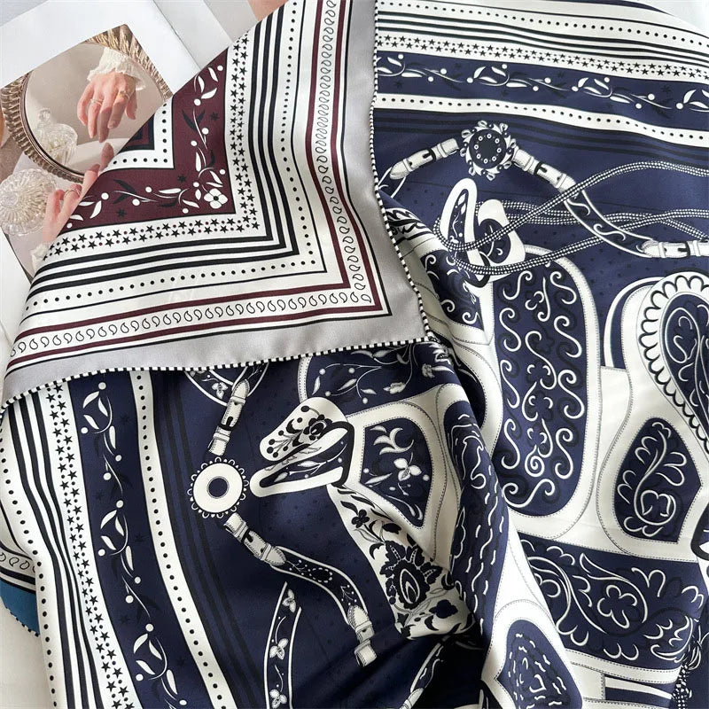 Large Square 100% Silk Scarf Shawl Cape Double Sided Printing 35"x35"