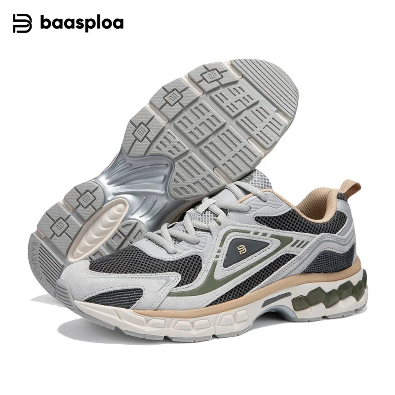 Manufacturer Baasploa Men Sport Shoes Mesh Breathable Retro Running Shoes Fashion Classics Comfort Casual Sneakers Male Lace-up New Arrival Sneakers