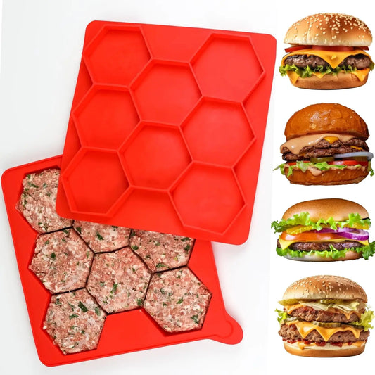 Manufacturer 8 Hole Silicone Hamburger Press Mold Non Stick Burger Patty Maker Freezer Container Kitchen BBQ Food Shaper Meal Prep Tool kitchen gadgets