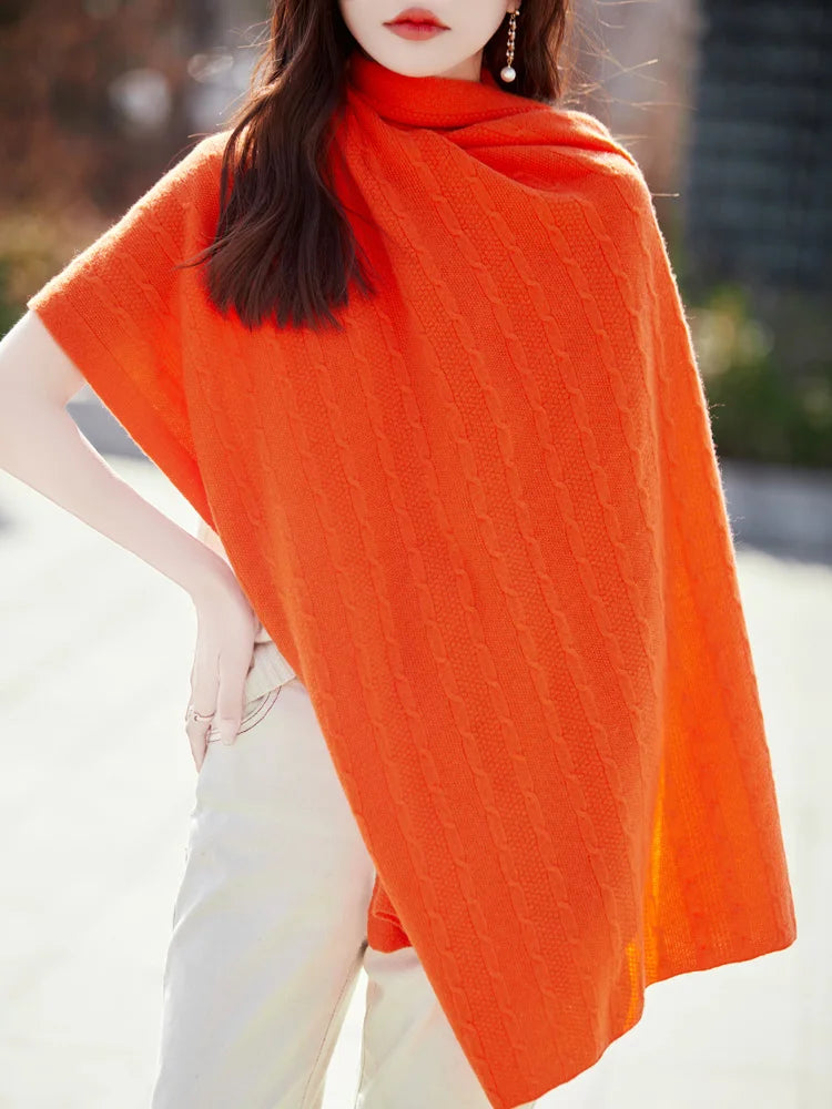 Spring and Autumn Trend 100% Pure Wool Shawl Women's Coat Multi-Functional Scarf Wool Knitted Cardigan Super Versatile Sweater
