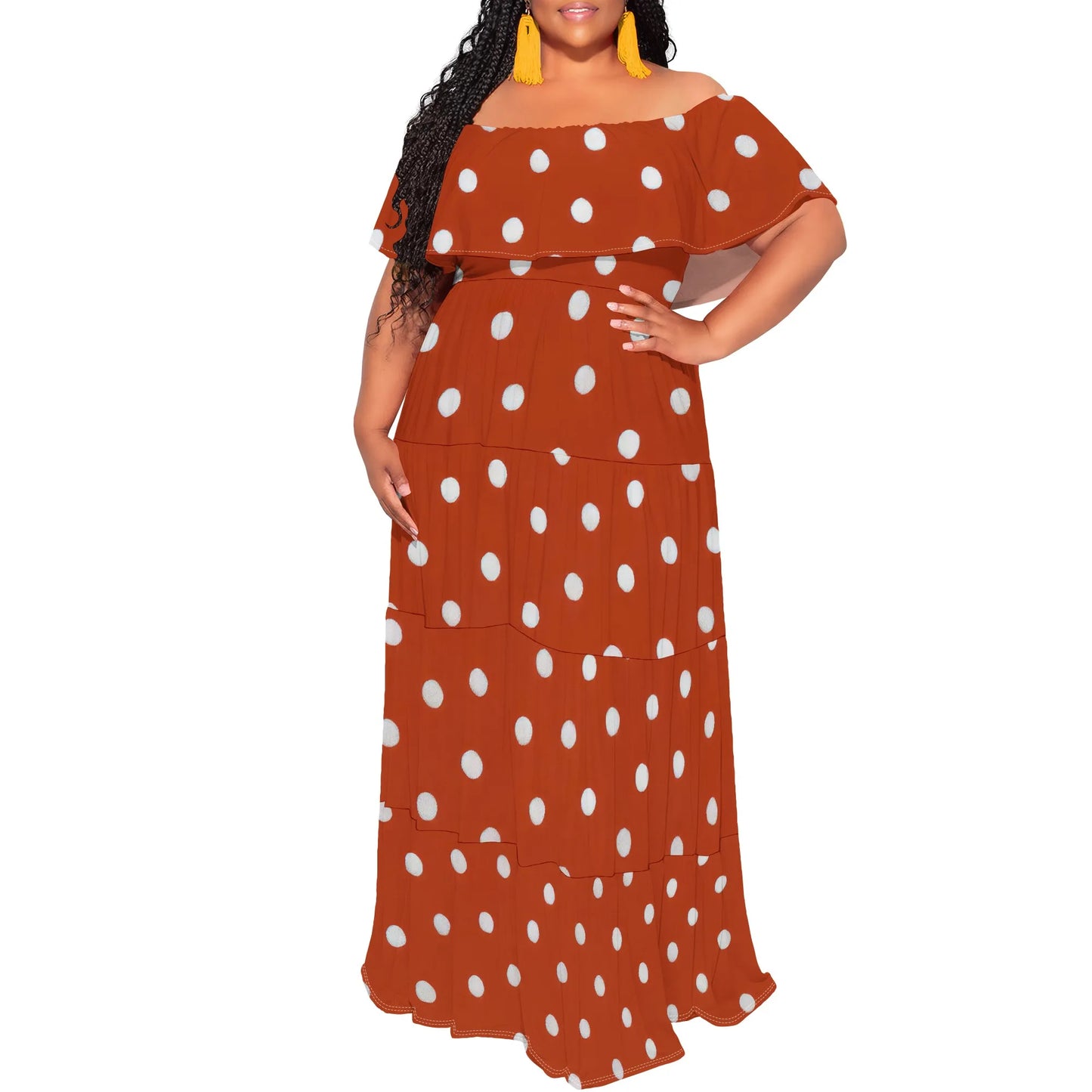 Womens Off The Shoulder Dress Summer Casual Long Ruffle Party Side Split Beach Maxi Dresses with Pockets