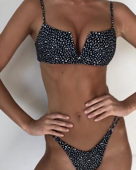 foreign trade explosion bikini big V solid color split swimsuits four-color hot sale bikini