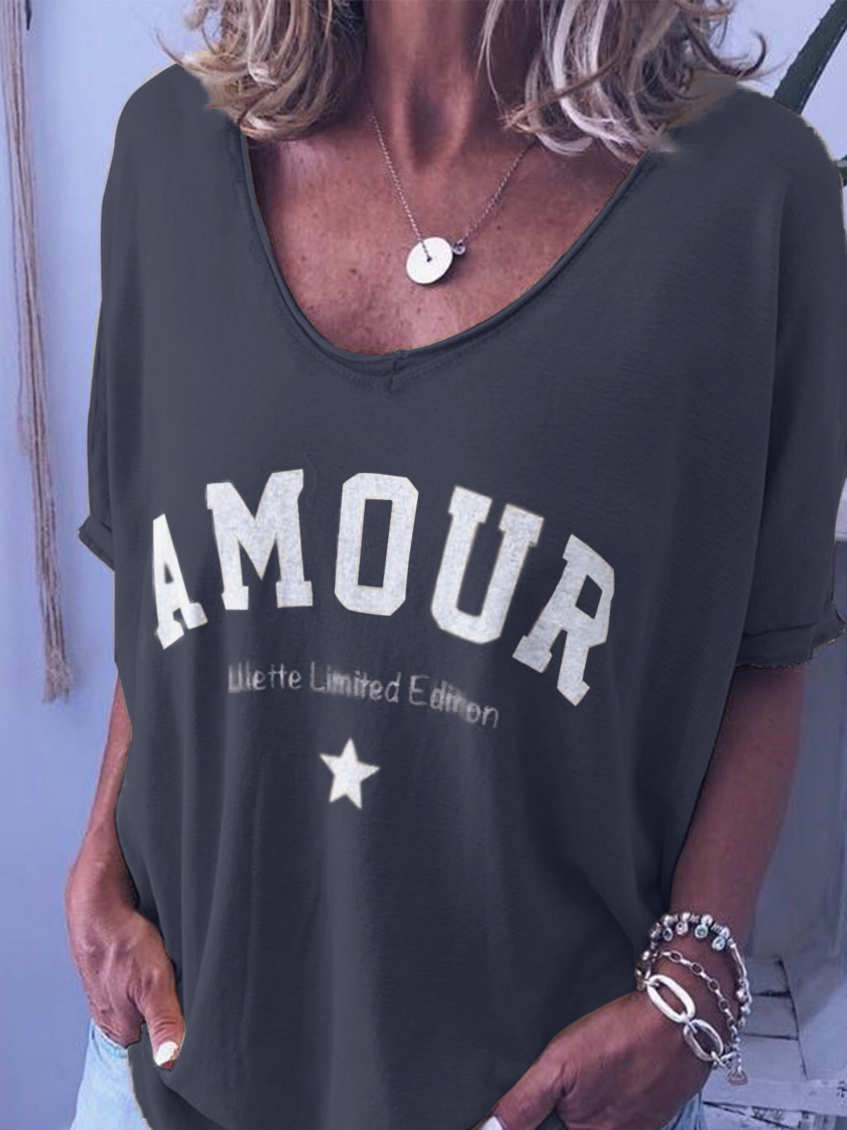 New short-sleeved letter-printed crew neck T-shirt women's clothing