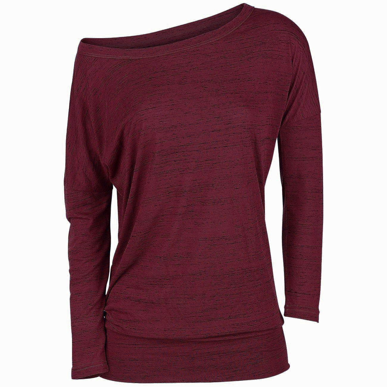 European and American autumn long-sleeved pullover loose solid color round neck T-shirt women's clothing