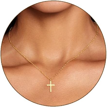 Manufacturer  Cross Necklace for Women 14K Gold Plated/Sterling Silver Cross Necklace Dainty Tiny Layered Choker Cross Pendant Necklaces Faith Jewelry First Communion Gifts for Her ﻿  necklace