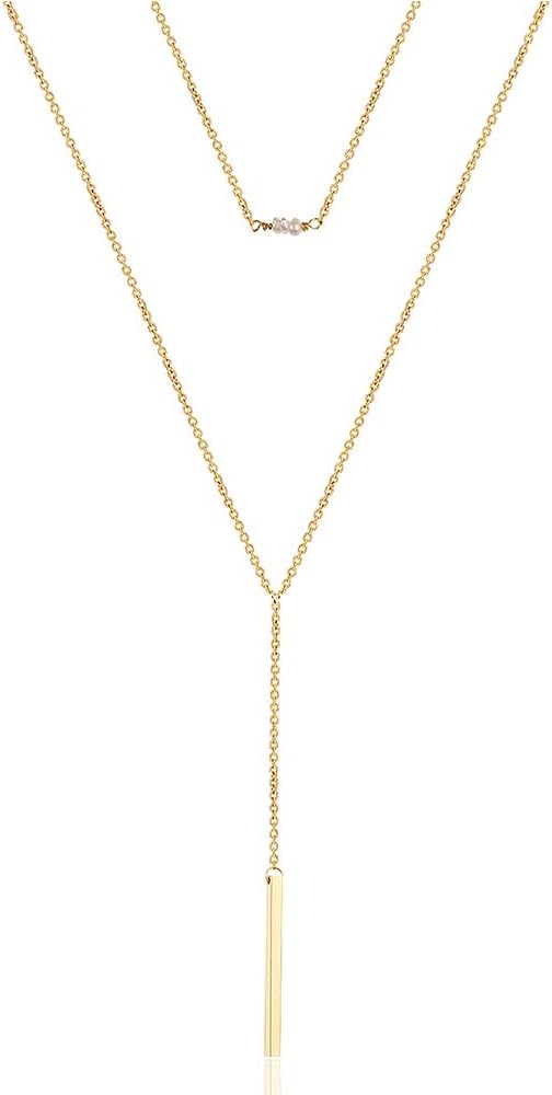 Manufacturer  Turandoss Dainty Layered Choker Necklace, Handmade 14K Gold Plated Y Pendant Necklace Multilayer Bar Disc Necklace Adjustable Layering Choker Necklaces for Women  necklace