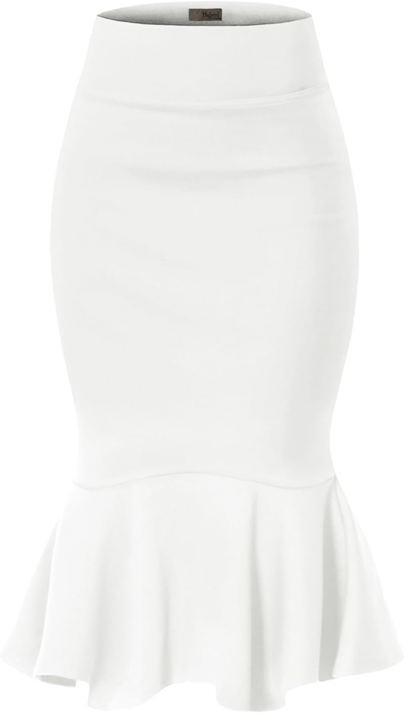 Manufacturer  Hybrid & Company Womens Premium Nylon Ponte Stretch Office Fishtail Pencil Skirts High Waist Made in The USA Below Knee