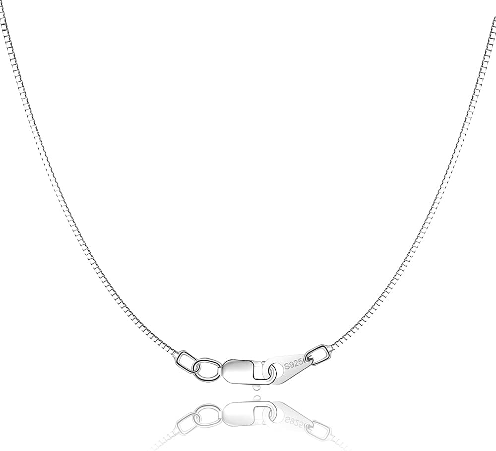 Manufacturer  Jewlpire Solid 18K Gold Over 925 Sterling Silver Chain Necklace for Women Girls, 0.8mm Box Chain Lobster Claw Clasp-Super Thin & Strong Necklace Chain 16/18/20/22/24 Inch  necklace