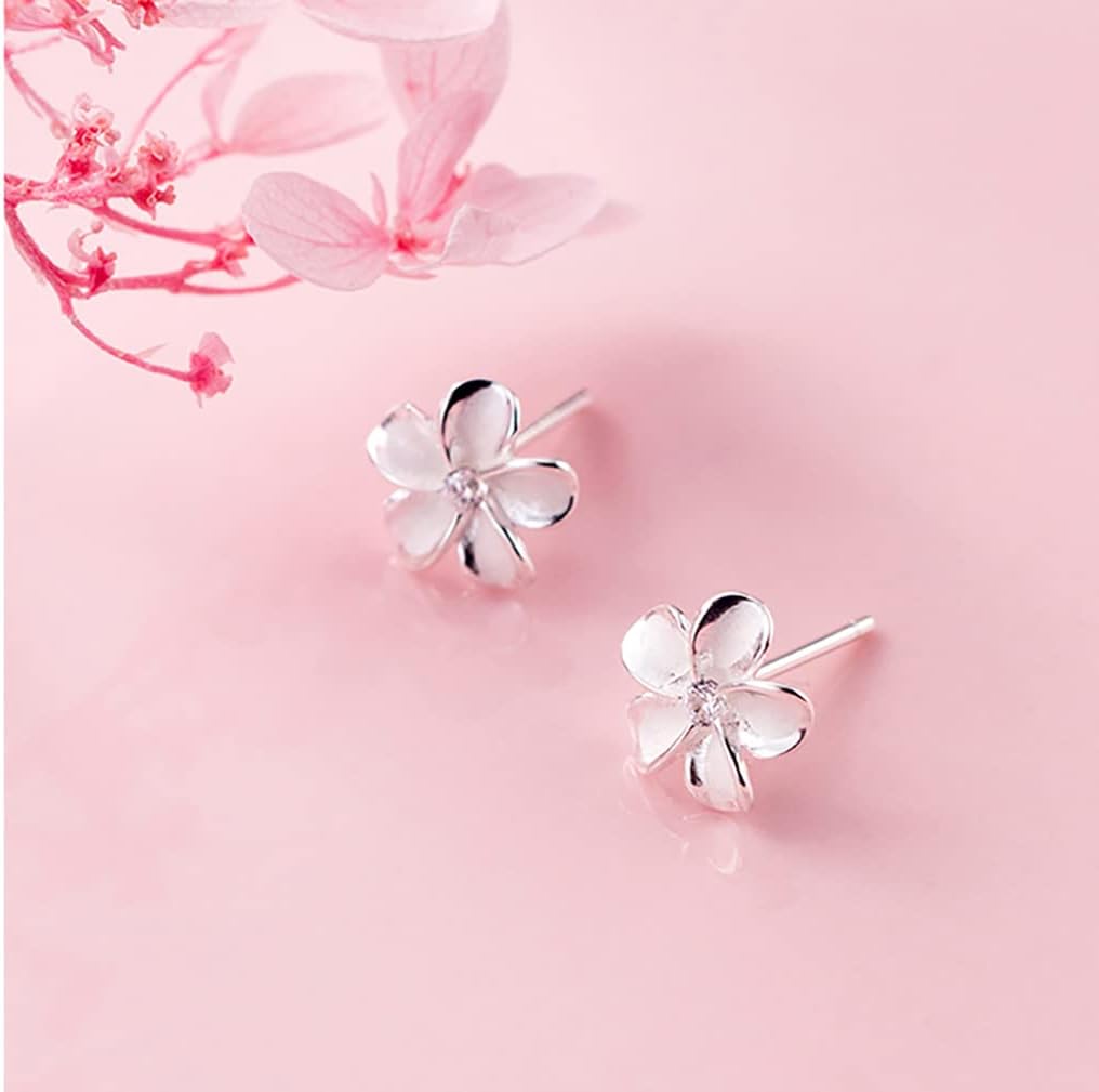 Manufacturer  Reffeer Solid 925 Sterling Silver Plumeria Flower Stud Earrings for Women Teen Girls Crystal Flower Stud Earrings  earring
