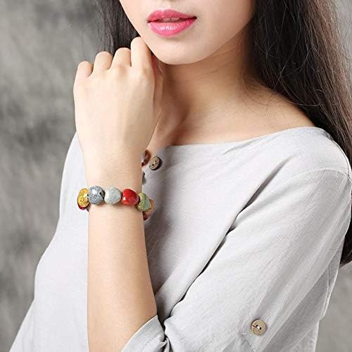 Manufacturer  Love Heart Ceramic Bracelet, Flower-Glazed Beaded Bracelet,Elastic Handmade Simple Ethnic Style Hand Chain for Women, Suit for woman over 18 year old-1PCS - Colorful  bracelets