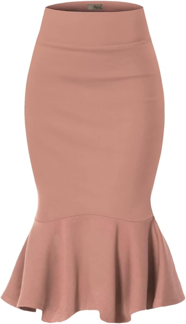 Manufacturer  Hybrid & Company Womens Premium Nylon Ponte Stretch Office Fishtail Pencil Skirts High Waist Made in The USA Below Knee