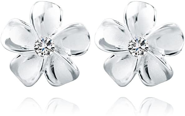 Manufacturer  Reffeer Solid 925 Sterling Silver Plumeria Flower Stud Earrings for Women Teen Girls Crystal Flower Stud Earrings  earring