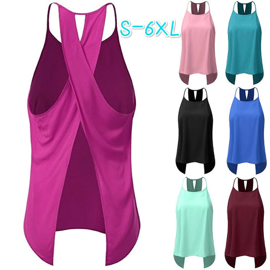 Spring and summer European and American new back cross fish tail solid color casual T-shirt women's top