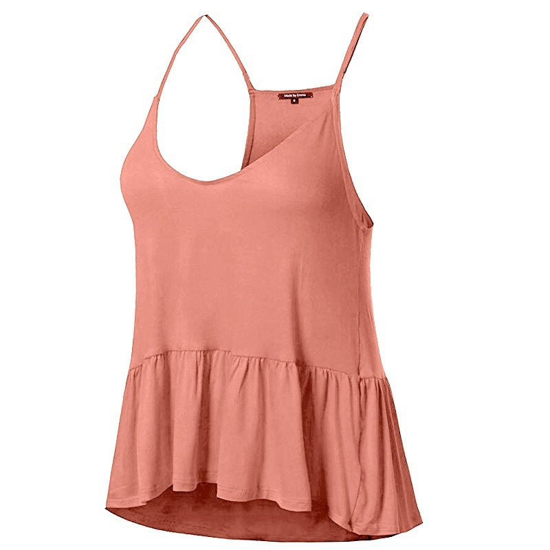 Europe and the United States new tops hot-selling suspender skirt solid color T-shirt large size women's summer