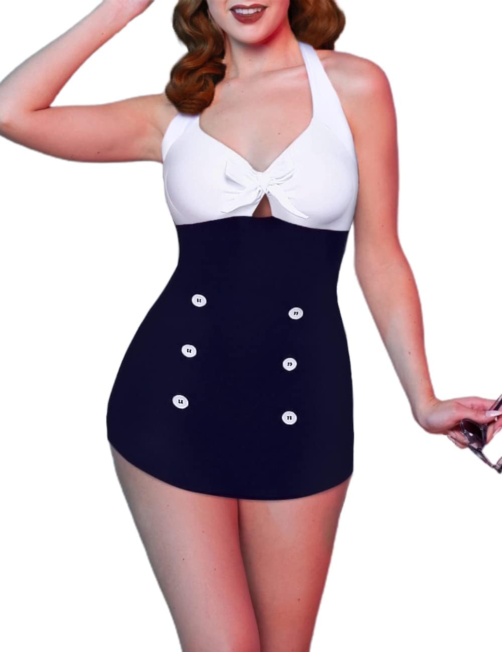 Manufacturer  Ekouaer Womens One Piece Swimsuits Vintage Striped Skirt Bathing Suit Vintage Retro Push Up Swimwear  Swimsuit