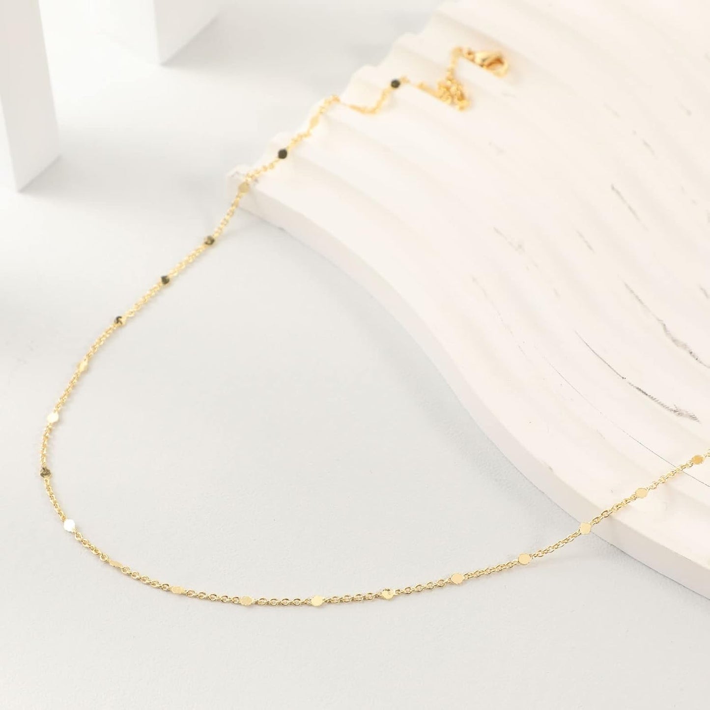 Manufacturer  BERISO 14K Gold/Silver Plated Satellite Choker Shining Dots Station Box Chain 3 Blue Beads Sparkle Chain Necklace Open Hearts Open Stars Link Chain Exquisite Jewelry for women  necklace