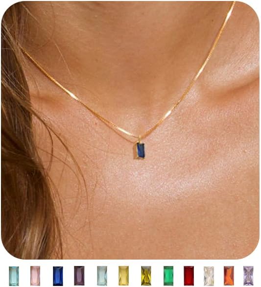Manufacturer  FUNEIA Diamond Necklaces for Women 14K Gold Plated Emerald Birthstone Necklace for Women Mothers Dainty Gold Necklace Blue Green Cubic Zirconia Pendant Necklace Birthday Gifts for Women Jewelry  necklace
