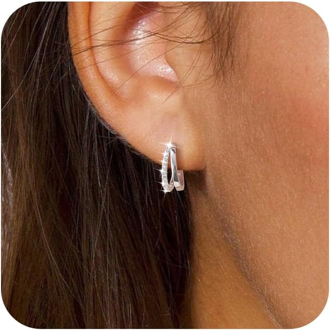 Manufacturer  Dainty Small Hoop Earrings for Women -Trendy 14K Gold/Silver Plated Hypoallergenic Lightweight Huggie Earring Double Hoops Earrings for Women Fashion  earring