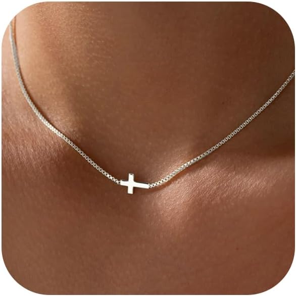 Manufacturer  Cross Necklace for Women 14K Gold Silver Plated Dainty Small Cross Pendant Choker Simple Trendy Cute Cross Charm Chain Necklace Easter Basket Stuffers Baptism Religious Faith Jewelry Gift  Necklace