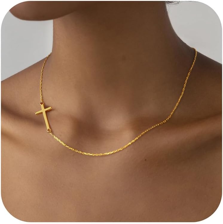 Manufacturer  MONOZO Cross Necklace for Women，14K Gold Plated Cross Necklace Layered Gold Cross Necklace Tiny Sideway Cross Choker Necklace Gold Cross Necklaces for Women Trendy Gold Jewelry Gifts for Women Trendy  necklace