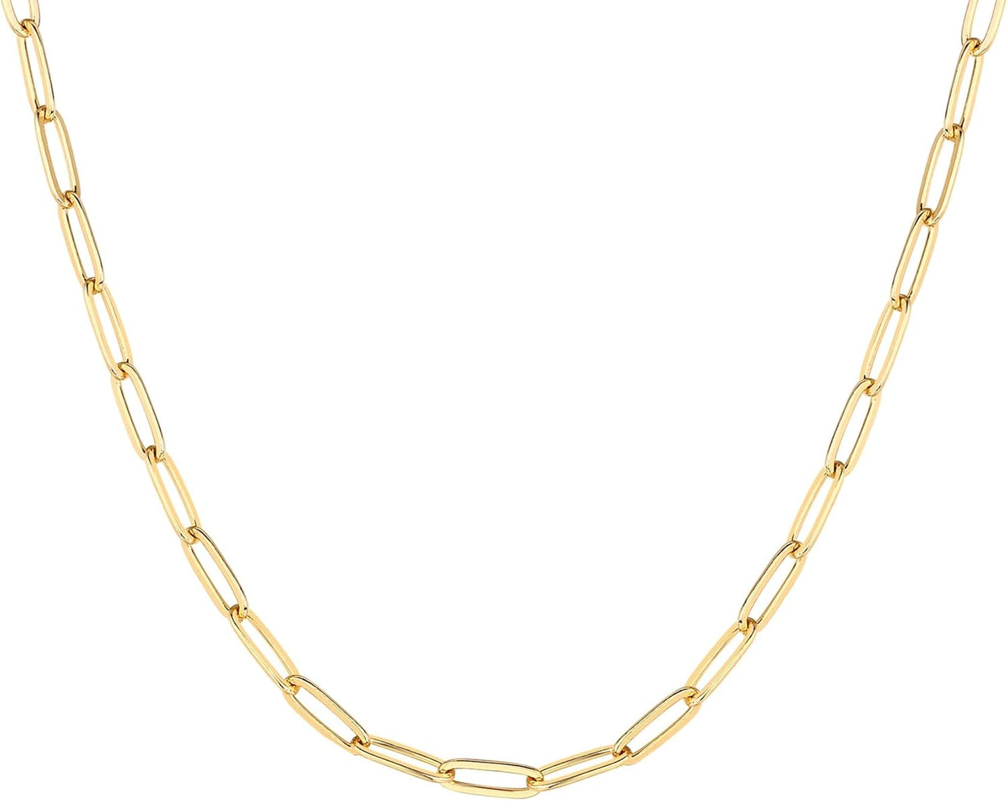 Manufacturer  PAVOI 14K Gold Plated Curb Paperclip Box Sphere Bead Snake Herringbone and Figaro Chain Adjustable Necklace  Necklace