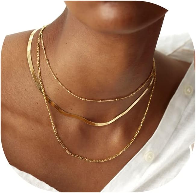 Manufacturer  Freekiss Herringbone Necklace for Women,Dainty Gold Necklace,14k Gold Plated Snake,Gold Chain Choker Necklaces,Simple Gold Layered Necklaces,Gold Jewelry Gift for Women  Necklace