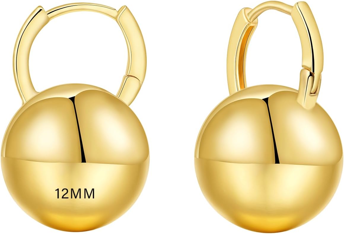 Manufacturer  Ascona Gold/Silver Plated Hoop Earrings, Gold Plated Ball Drop Dangle Hypoallergenic Lightweight Earrings for Women  earring