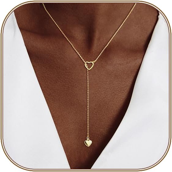 Manufacturer  Lariat Gold Necklace for Women, Dainty Long Necklace 14k Gold Plated/Silver Y-Shaped Layered Beaded Chain Drop Necklaces for Women Trendy Simple Gold Jewelry for Women Gifts  Necklace