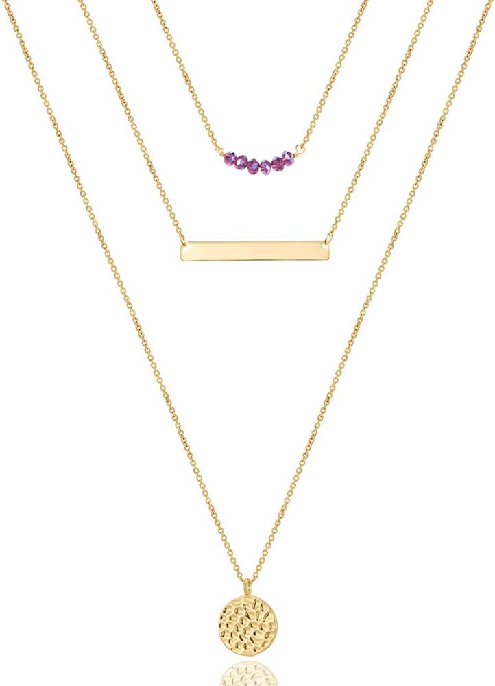 Manufacturer  Turandoss Dainty Layered Choker Necklace, Handmade 14K Gold Plated Y Pendant Necklace Multilayer Bar Disc Necklace Adjustable Layering Choker Necklaces for Women  necklace