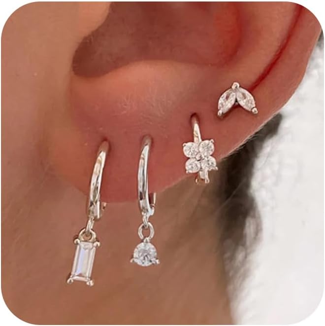 Manufacturer  Dainty Silver Earrings for Women 14k Gold Plated Lightweight Hoop Earrings Set for Women Trendy Small Silver Hoop Huggie Jewelry  earring