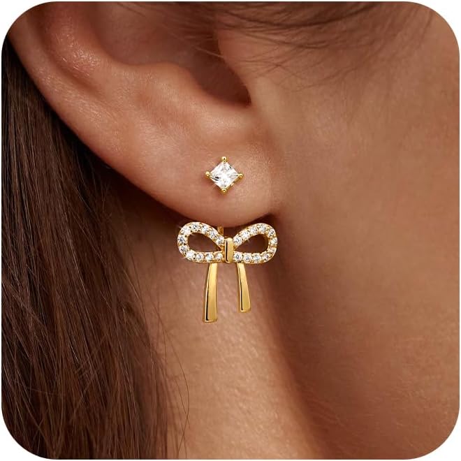 Manufacturer  14K Gold Plated/Silver Earrings for Women Trendy, Dainty Bow Earrings for Women Cute Pearl Huggie Earring Hoops Twist Rope Bow Stud Pearl Dangle Cubic Zirconia Earrings Jewelry Gifts  earring