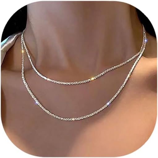 Manufacturer  Gold Layered Necklaces for Women, 14K Gold Plated Dainty Gold Chain Choker Necklace Stack, Herringbone Gold Necklaces Set  Necklace