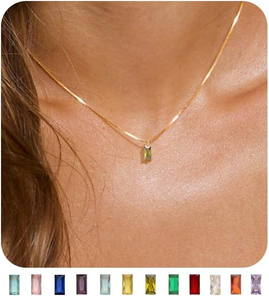 Manufacturer  FUNEIA Diamond Necklaces for Women 14K Gold Plated Emerald Birthstone Necklace for Women Mothers Dainty Gold Necklace Blue Green Cubic Zirconia Pendant Necklace Birthday Gifts for Women Jewelry  necklace