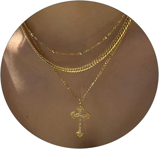 Manufacturer  Cross Necklace for Women 14K Gold Plated Dainty Heart Cross Pendant Choker Simple Trendy Cute Cross Charm Diamond Necklace Faith Jewelry Religious Minimalist Gift  Necklace